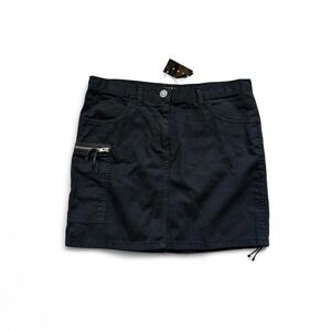 Deadstock NWT Vintage y2k sisley black cargo grunge skirt zipper pocket italy 28